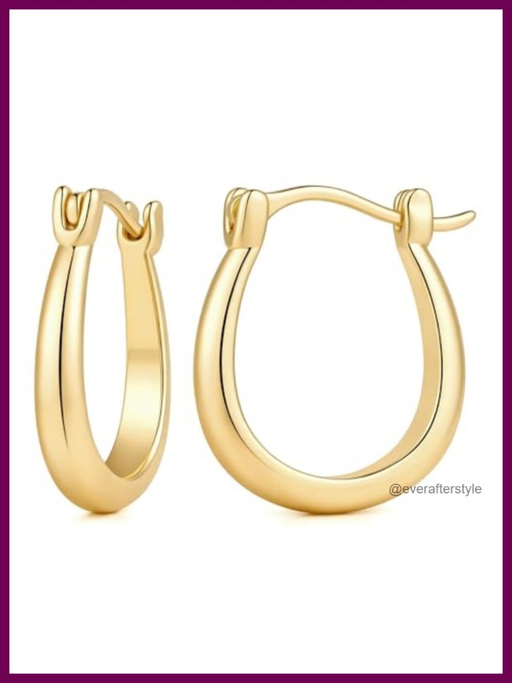 14K Gold Plated U-Shaped Hoop Earrings for Women Classic Cute